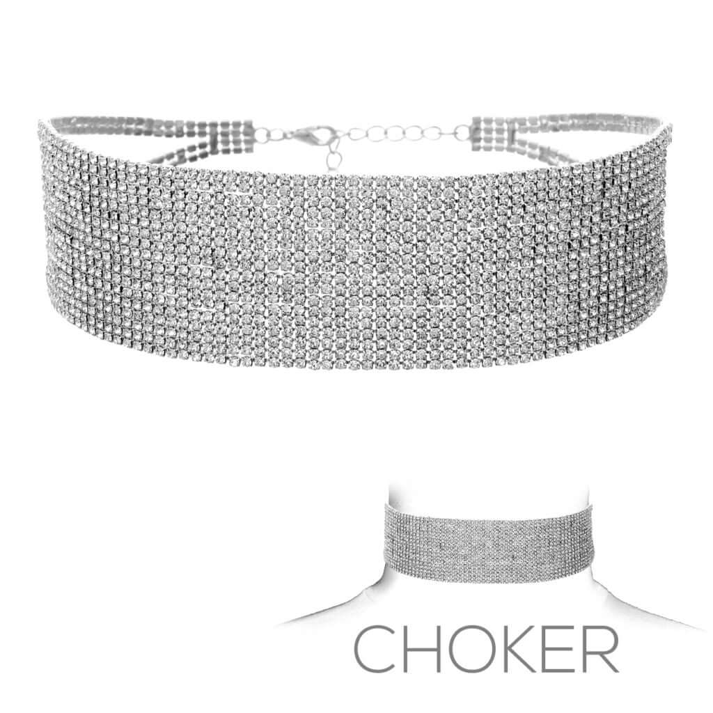 Stunning Autumn Rhinestone Choker that adds glamour and warmth to fall outfits, perfect for sexy lingerie styling.