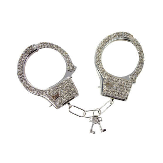 Sparkling Victoria Handcuff With Rhinestones, a glamorous accessory combining elegance and edgy allure.