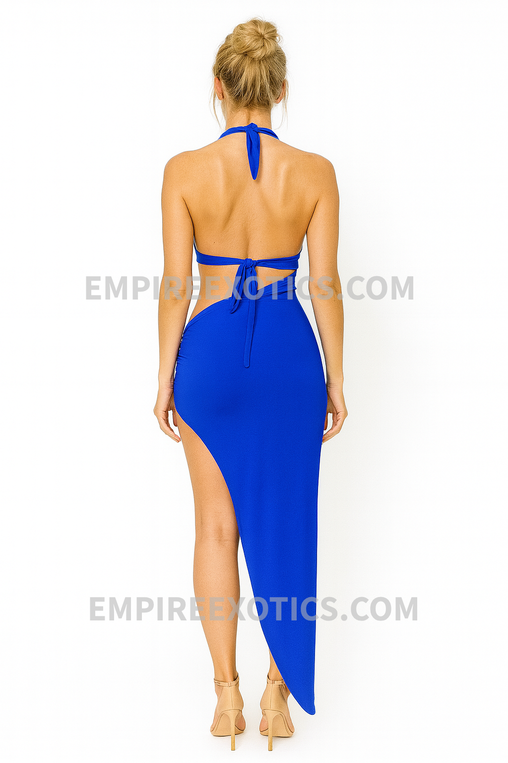 Line Halter Side Cut Maxi Dress