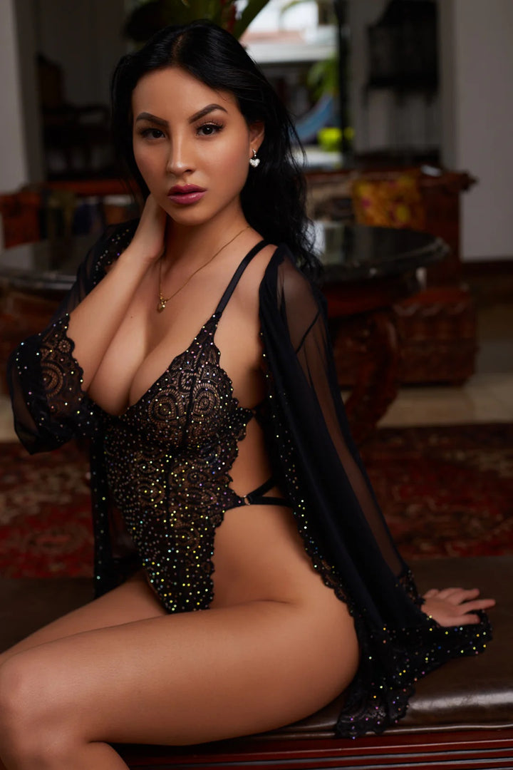 Rhinestone Lace Teddy