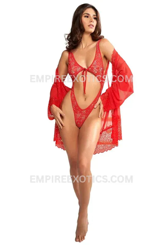 Crystal Lace Hallow Out Bodysuit