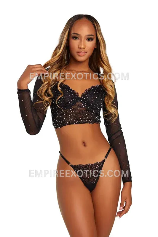 Crystal Lace Crop Top Set