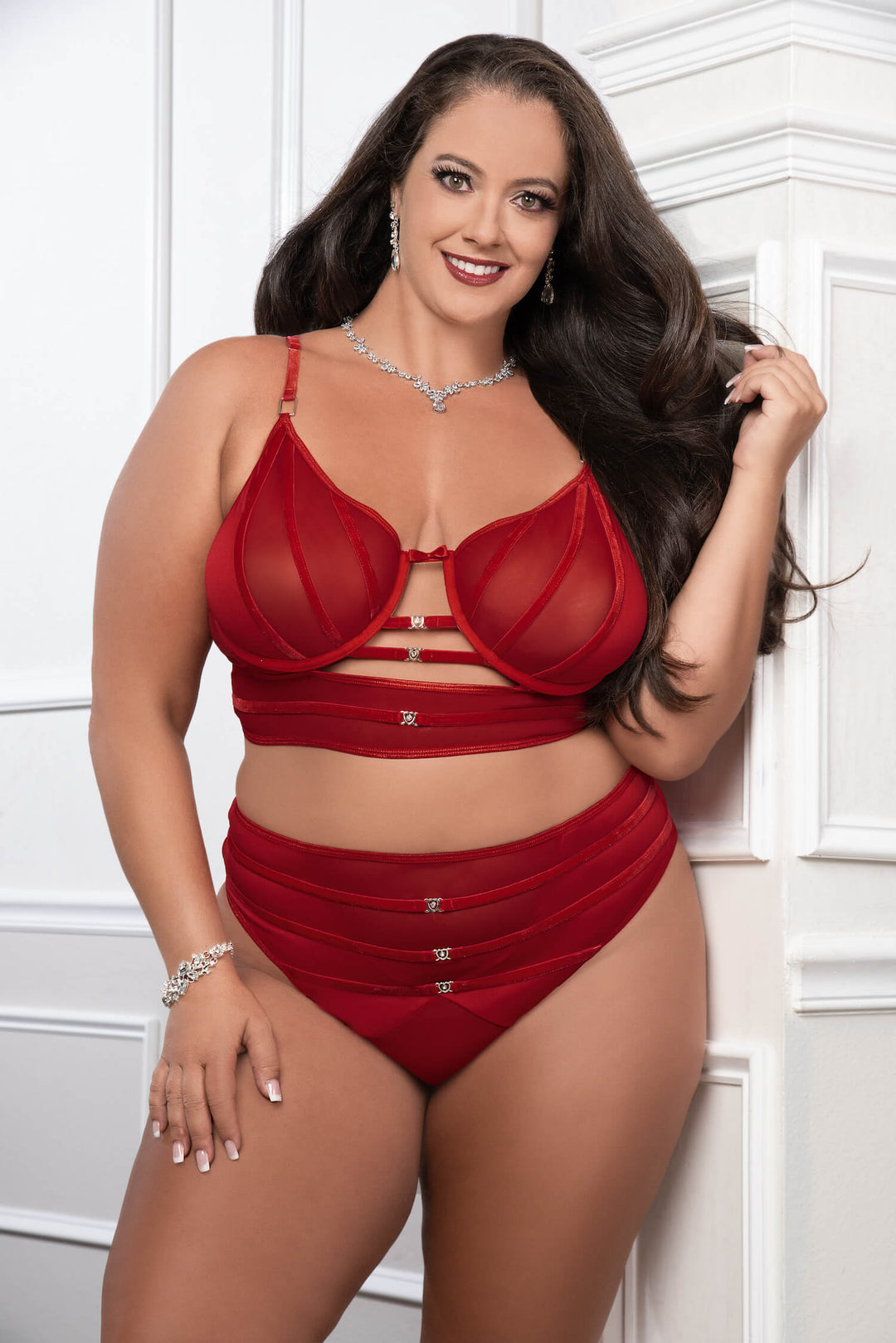 2pc Satin Straps Bra & High Waist Panty Set Empire Exotics 2pc Satin Straps Bra & High Waist Panty Set Empire Exotics