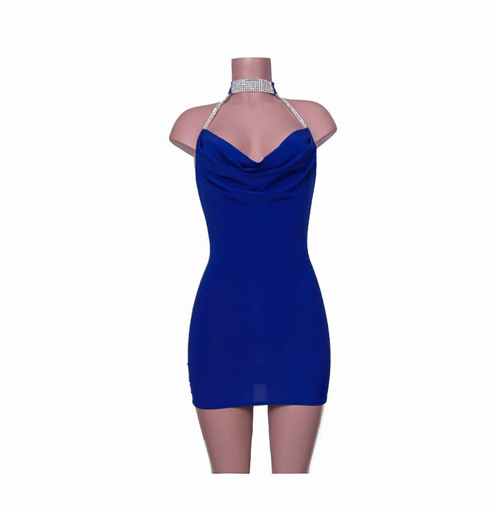 Line Choker Rhinestone Mini Dress