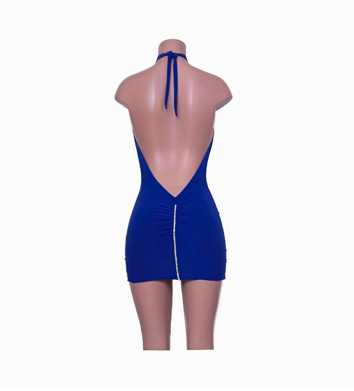 Line Choker Rhinestone Mini Dress