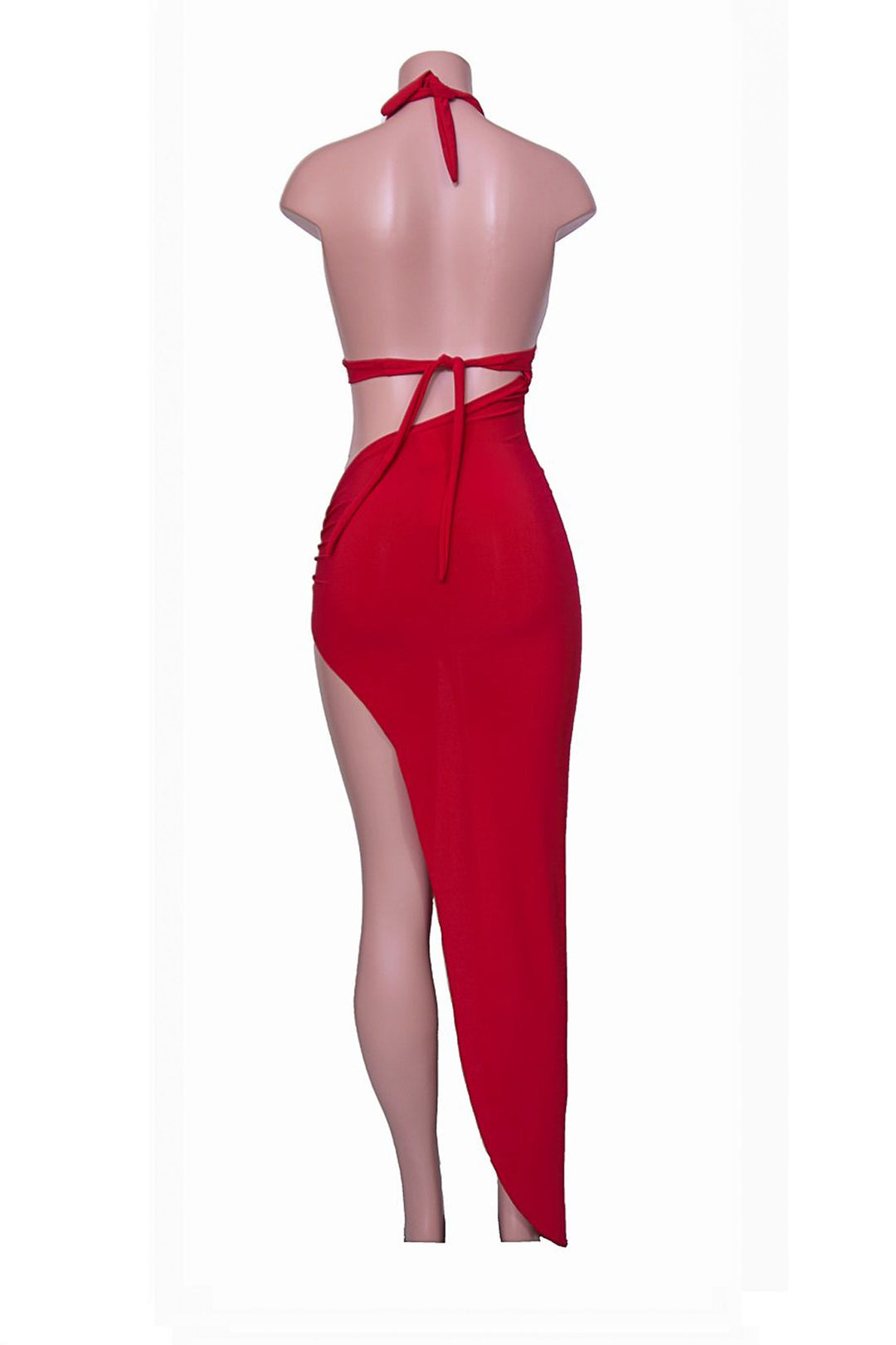 Line Halter Side Cut Maxi Dress