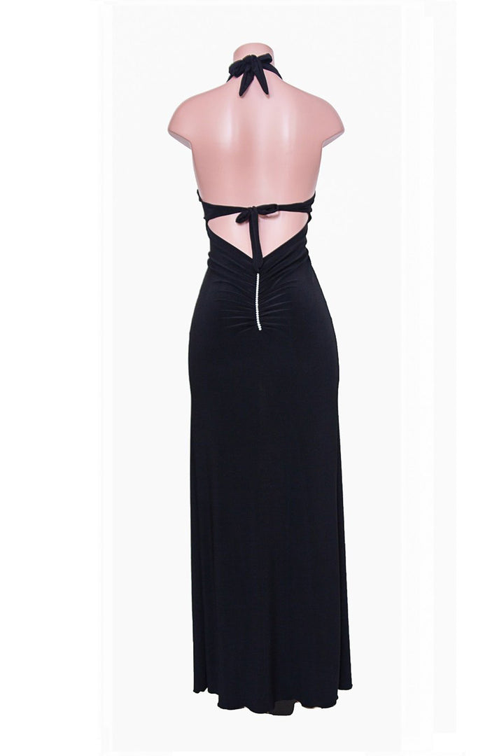 Line Halter Low Cut Rhinestone Dress